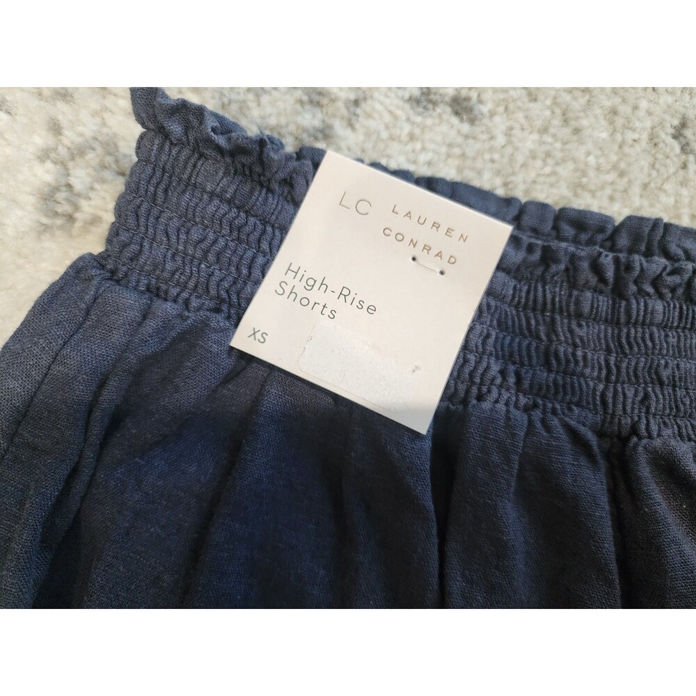 NEW Lauren Conrad Women’s High Rise Shorts Size XS NAVY BLUE Lined Scalloped - Picture 5 of 7